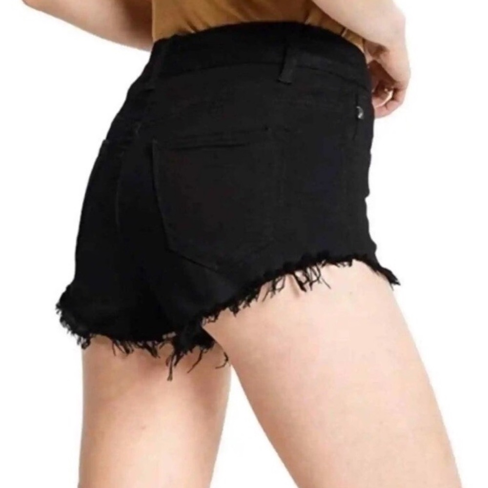 KanCan Raw Hem Frayed‎ Black Denim Jean Short Juniors Size 11 / Waist 29” EUC